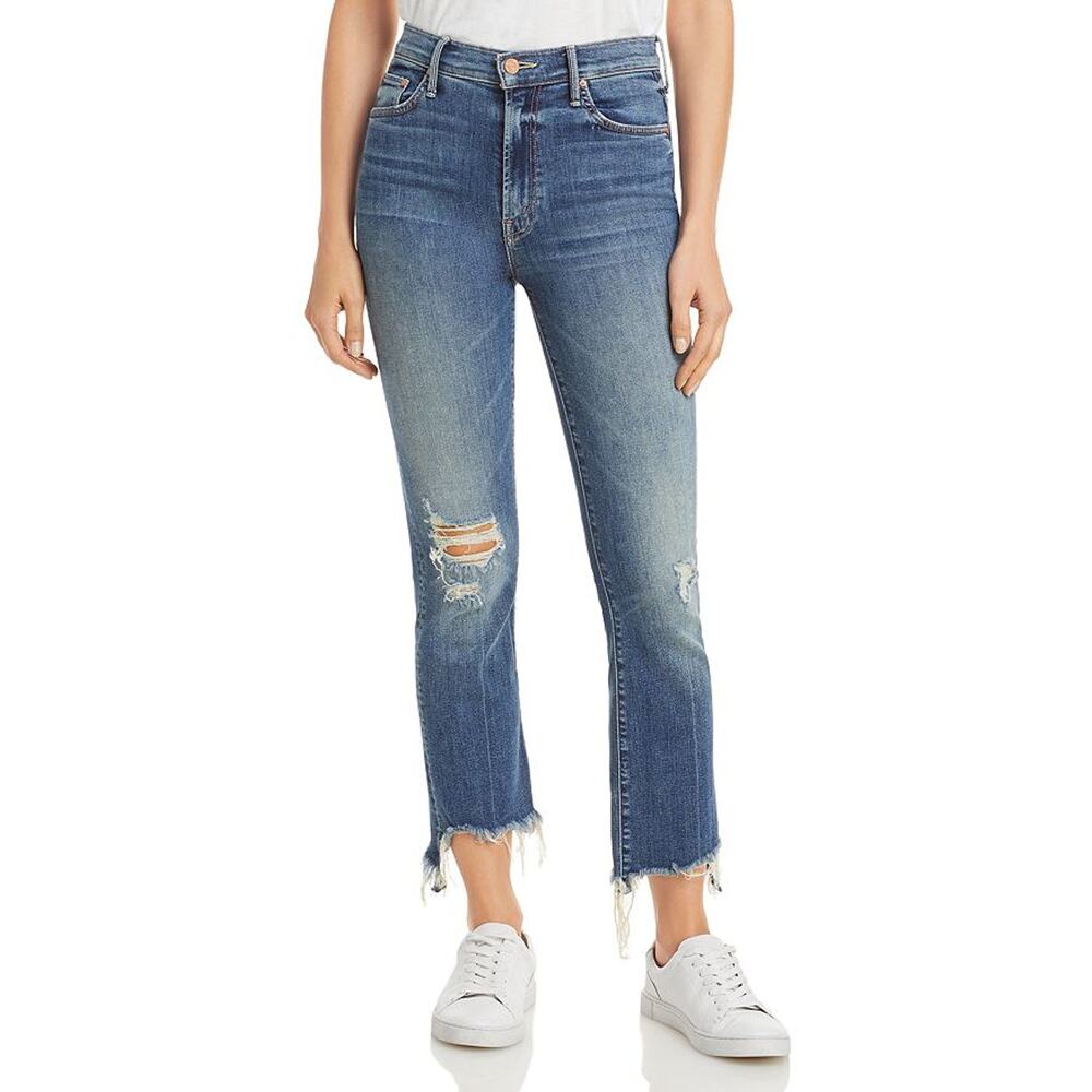 Mother 'The Insider' Blue High Rise Cropped Straight Leg Denim Jeans Size 26
